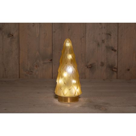 B.O.T. GLASBAUM MATT GOLD MIT GOLDENER BASIS 10,5X24,5CM 3XAAA ON/OFF/6H TIMER