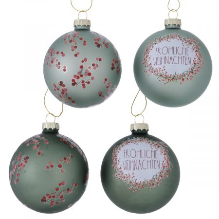 Weihnachtskugel Bryndis, 4-fach sortiert, Thekenaufsteller, D 8 cm,