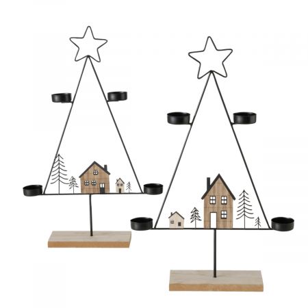 Teelichthalter Homewood, 2sort., Weihnachtsbaum, H 48