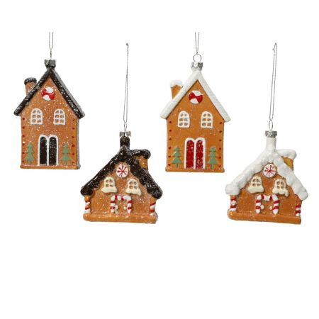 Ornament Haus l7,5B12H3cm braun verschiende Arten 