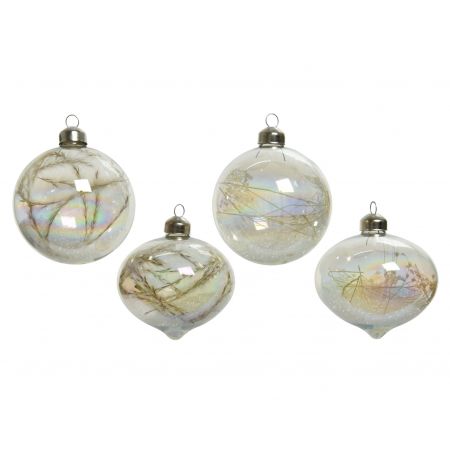 Weihnachtskugel Glas D8cm verschiende Arten  mit Trockenzweig