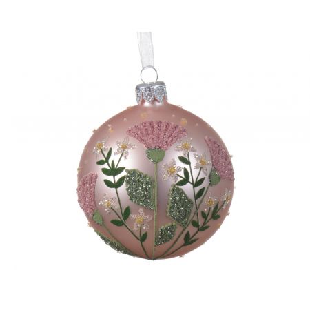 Weihnachtskugel Glas  D8 cm puderrosa
