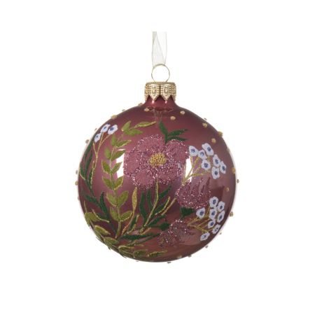 Weihnachtskugel Glas  D8 cm Samtrosa