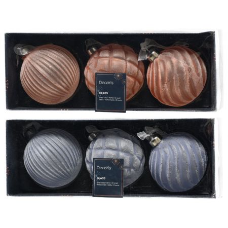 Weihnachtskugel Glas D8cm verschiedene Arten 3STK