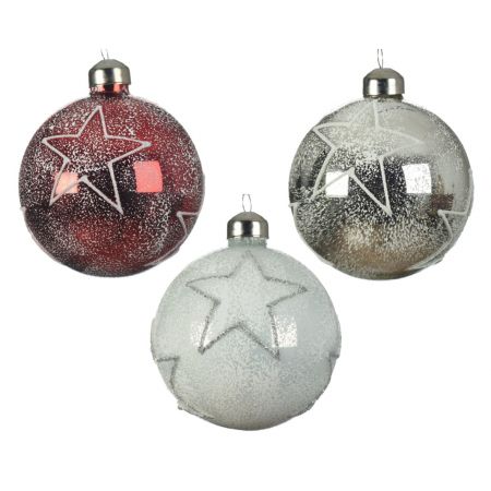 Weihnachtskugel Glas  D8cm verschiedene Arten