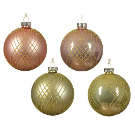 Weihnachtskugel Glas D8cm verschiende Arten 