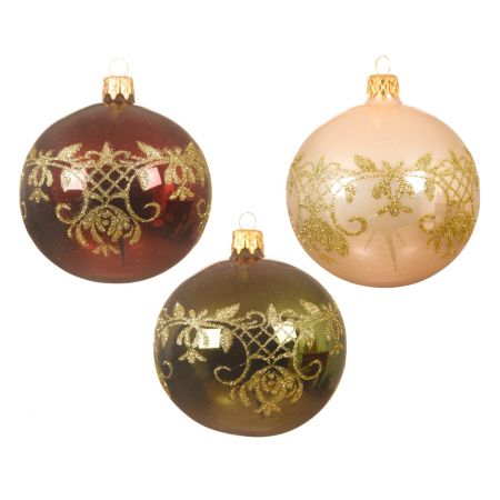 Weihnachtskugel Glas  D8cm verschiedene Arten 