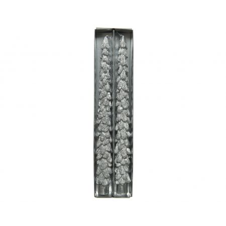 Tafelkerzenwachs, D4h27cm 2 Stück, Silber