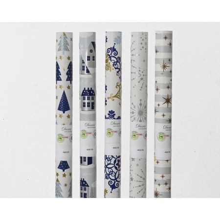 Geschenkpapier L200B70cm blau/weiß verschiedene Arten
