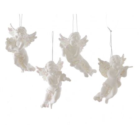 Ornament SPS-Engel L10cm weiß verschiedene Arten