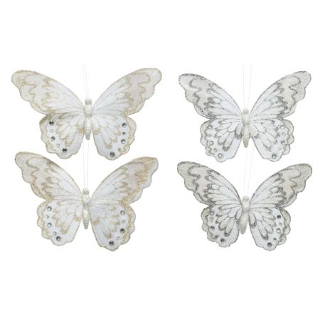 Ornament Stoff Schmetterling H12cm verschiedene Arten 2St