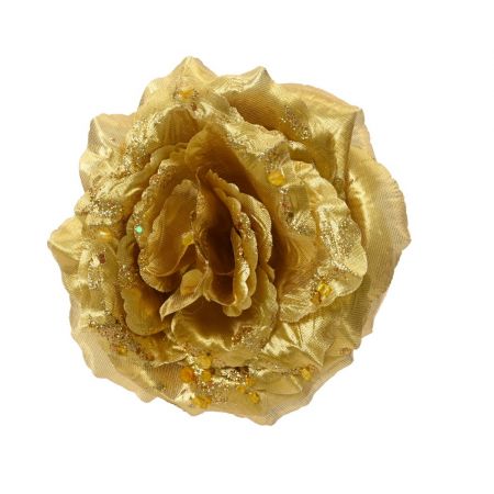 Rose Clip Pes Glitter D14h8,5 Hellgold