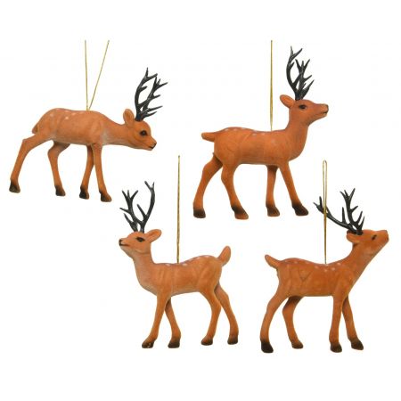 Ornament Rentier herde L13cm braun verschiedene Arten