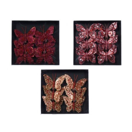 Schmetterling Polyester L8B5,5H1cm verschiedene Arten 6STK