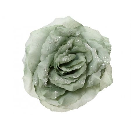 Rose Clip d14h8,5cm s.grün