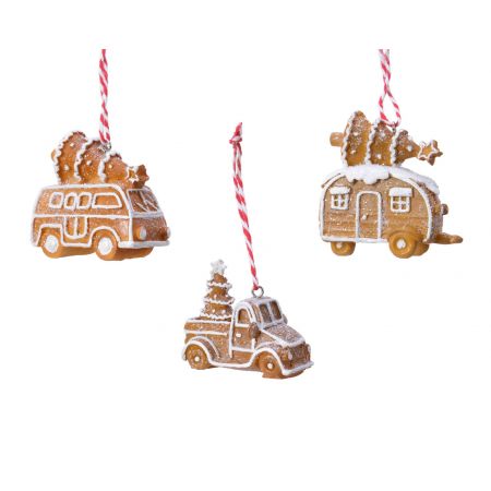 Ornament Poly Lebkuchenfahrzeug L7cm verschiedene Arten