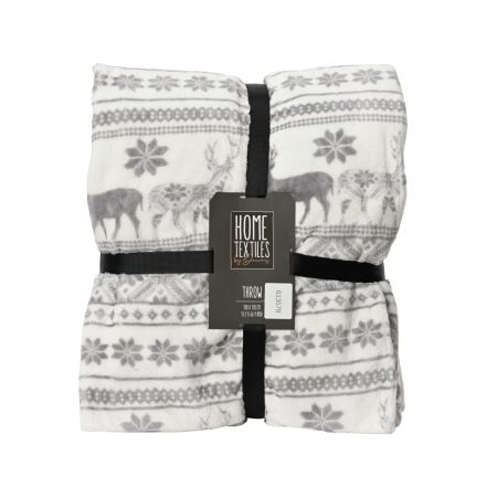 Plaid pes l170b130cm grau/weiß