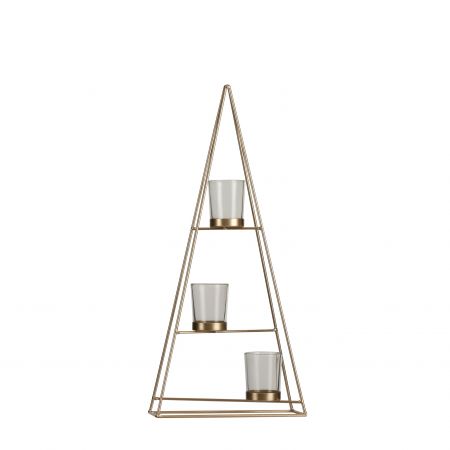 Teelicht Halter Baum Gold - l22xb9xh48cm