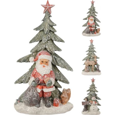 WEIHNACHTSBAUM MIT FIGUR 24CM 3ASS
