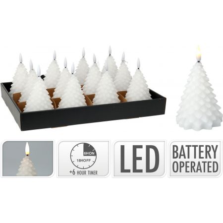 LED-KERZE WEIHNACHTSBAUM 11CM WEISS
