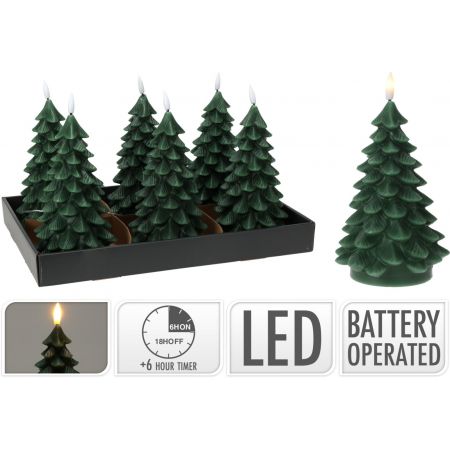 LED-KERZE WEIHNACHTSBAUM 19CM DUNKEL