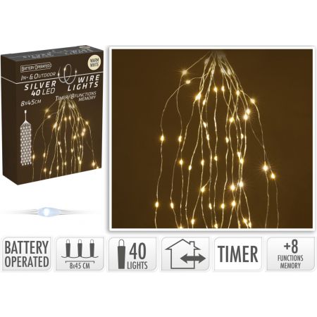 SILBERDRAHT 40LED WARMWEISS B