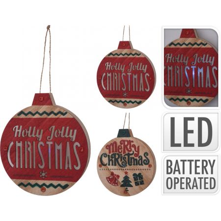 HÄNGENDE DEKO-WEIHNACHTSKUGEL AUS HOLZ MIT LED
