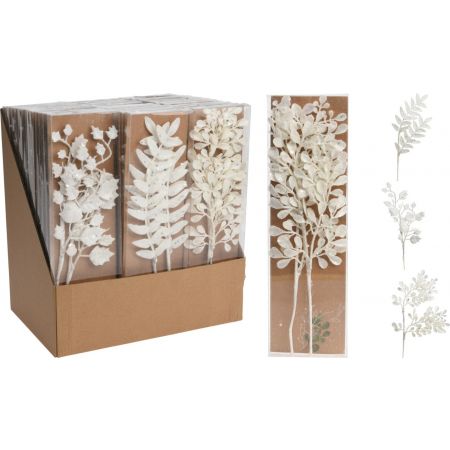 GLITZERZWEIG 30CM 3ASS WEISS