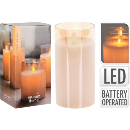 LED-KERZE AUS GLAS 15CM BERNSTEIN