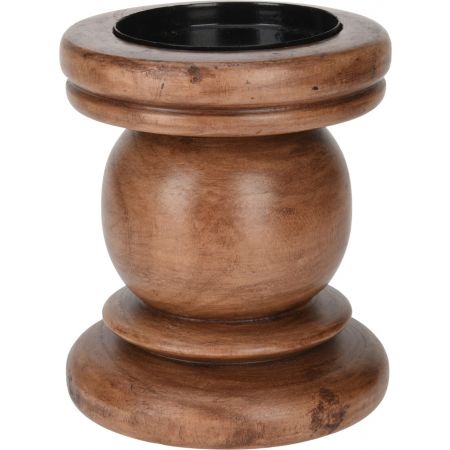 KERZENHALTER HOLZ 14CM BRAUN