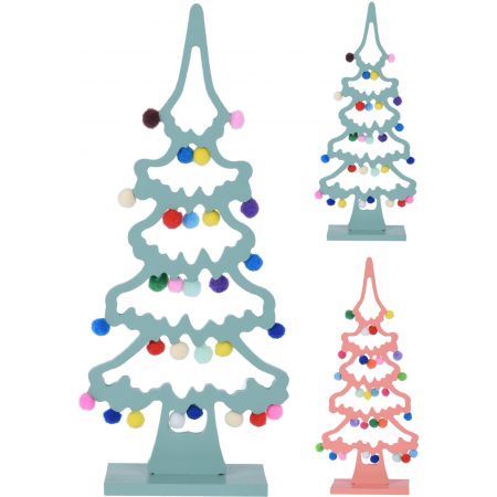 WEIHNACHTSBAUM 24CM 2ASS POMPOM