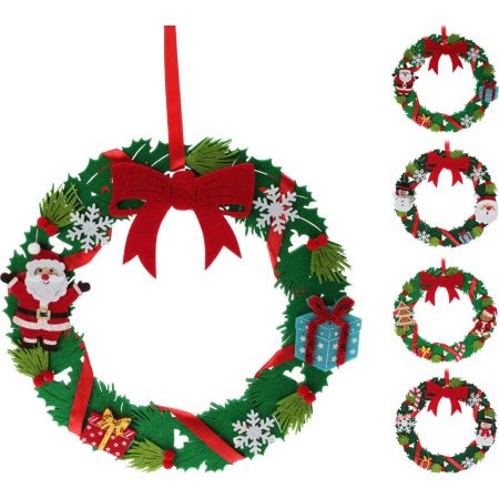GRÜNER KRANZ MIT WEIHNACHTSDEKO 24CM
