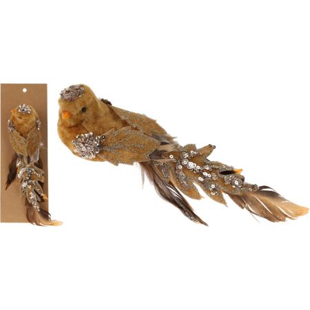 VOGEL AUF CLIP 23CM GOLD