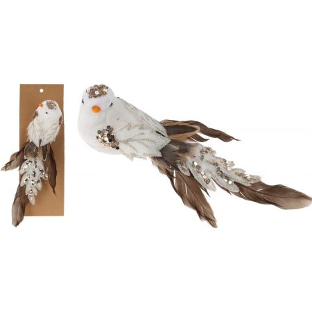VOGEL AUF CLIP 23CM WEISS