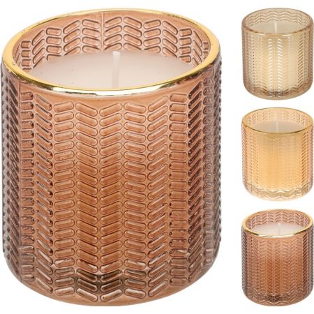 KERZE AUS GLAS MIT GOLDRAND