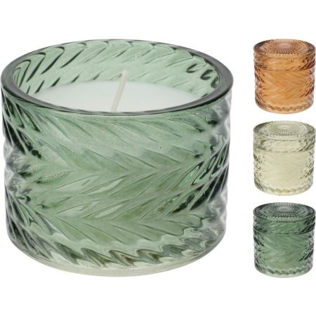 DUFTKERZE AUS GLAS 8CM 3ASS
