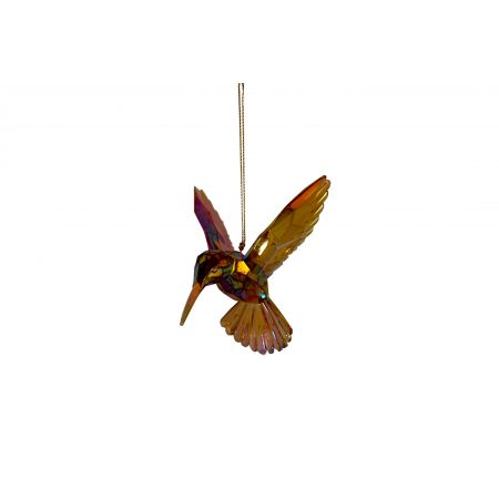 HUMMINGBIRD W/GLTTR ORN-GREEN