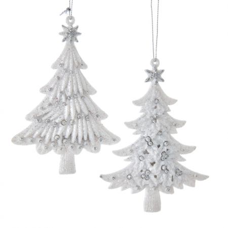 5"WHITE W/SILVER GLITTER CHRISTMAS