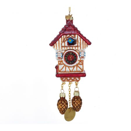 5"NOBLE GEMS GLASS CUCKOO CLOCK ORN