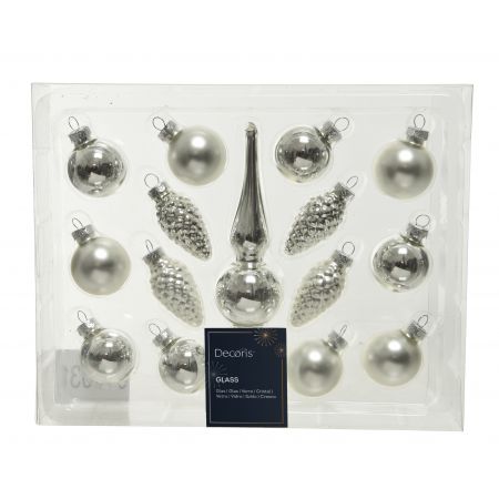 Ornament Glasfigur Mini Spitze  Silber 15Stk
