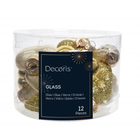Ornamentfigur Mini Glas Gold Verchiedene Arten  12St