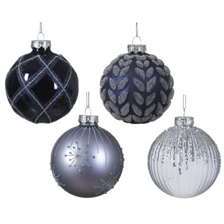 Weihnachtskugel Glas D8cm blau