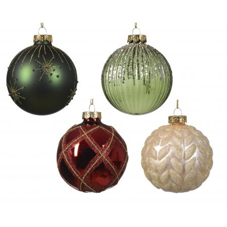 Weihnachtskugel Glas D8cm grün/rot 