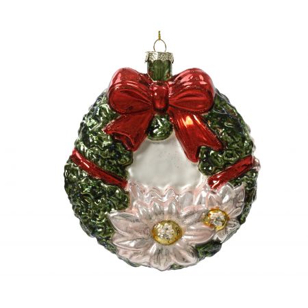 Ornament Glaskranz L15B15H2cm Multi