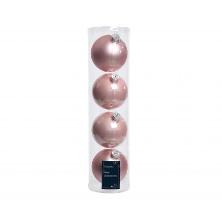 Weihnachtskugel Mix Glas  D10 cm 4 Stück puderrosa
