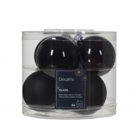 Weihnachtskugel Glas D6cm 6ST schwarz