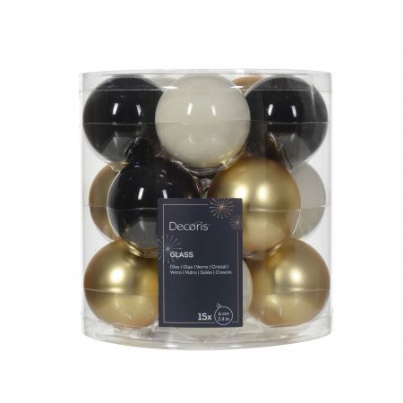 Weihnachtskugel Mix Glas D6cm 15Stk Wollweiß