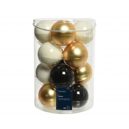 Weihnachtskugel Mix Glas D8cm 16Stk Wollweiß