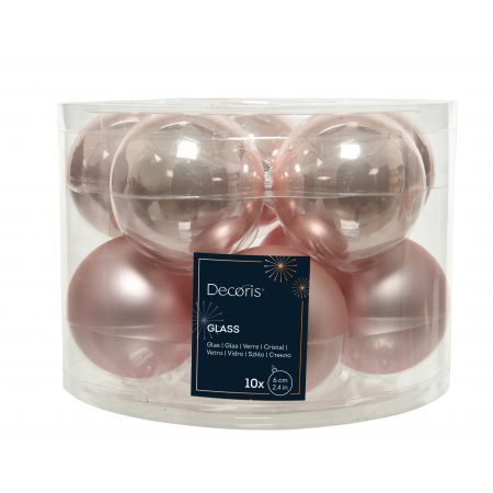Weihnachtskugel Mix Glas  D6 cm 10 Stück puderrosa