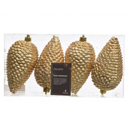 Ornament Tannenzapfen L12cm hellgold 4ST